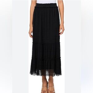 Max Studio Black Tiered Maxi Skirt with Ruffled Waist
